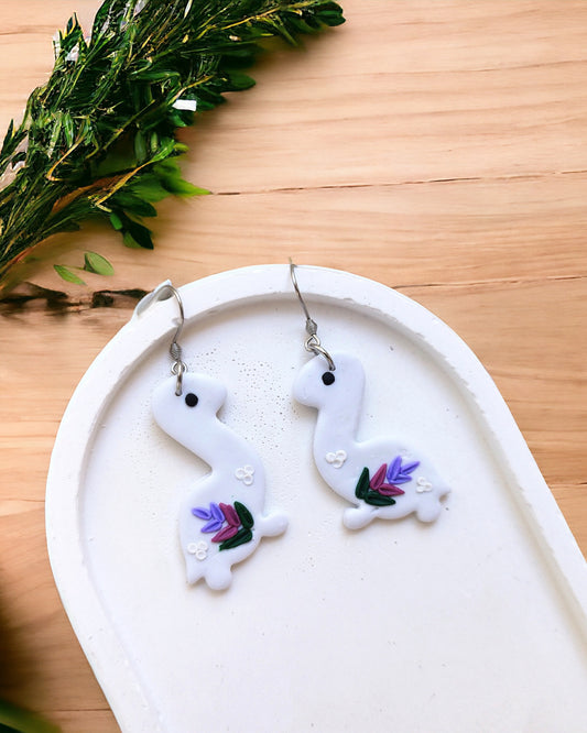 Dinosaur triceratops trex polymer clay earrings, cute girls earrings, birthday Christmas gift for best friend, stocking stuffer for her