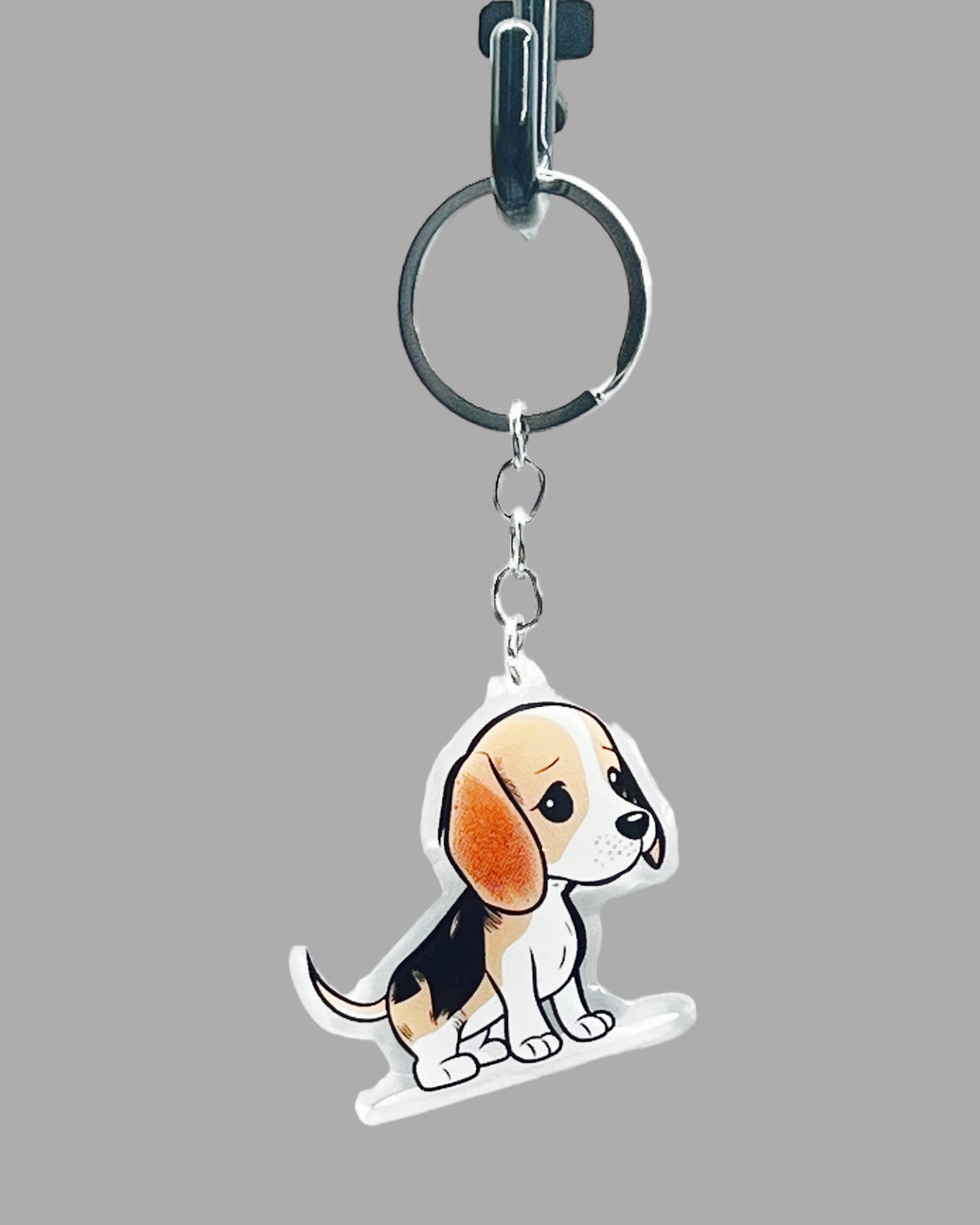 Beagle Dog Acrylic keychain Cute kawaii memorial ornament, pet portrait charm gift  backpack photo fob, dad car décor, first day of school