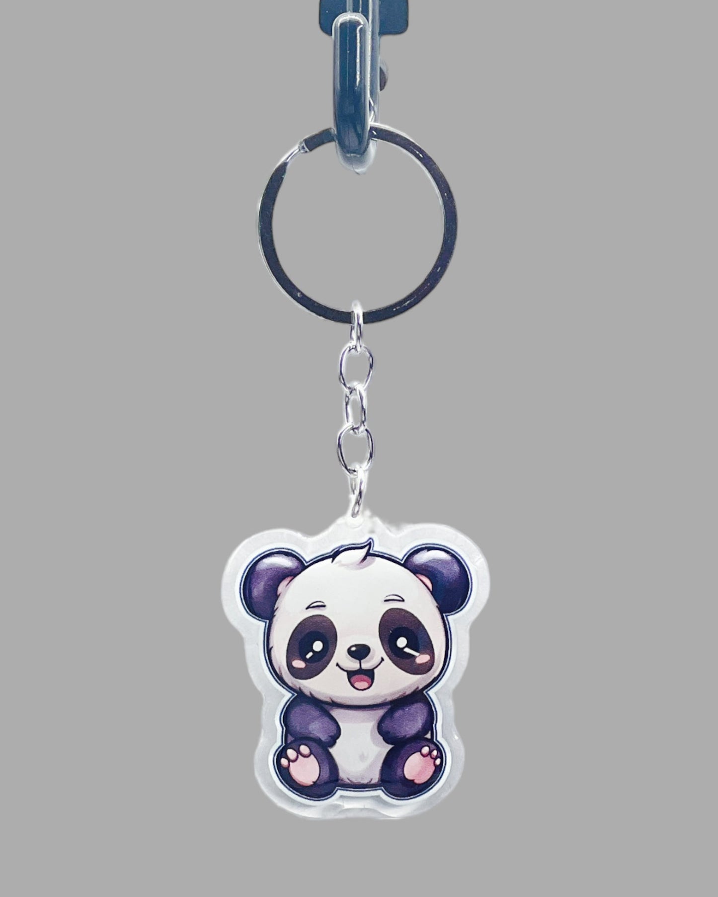 Panda Bear Acrylic Keychain, Wildlife Cute kawaii memorial ornament, pet portrait charm gift backpack fob, dad car décor, first day of school gift