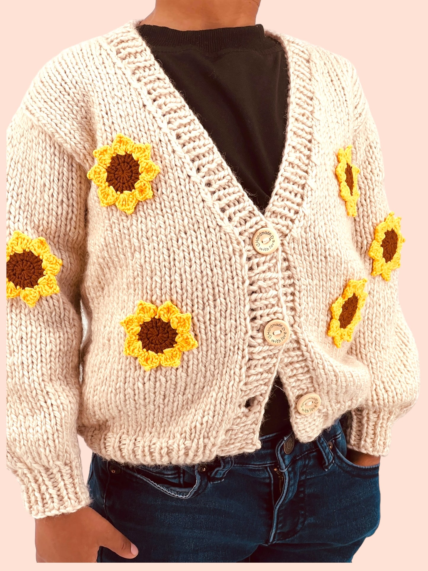 Kids Sunflower Sweater Cardigan