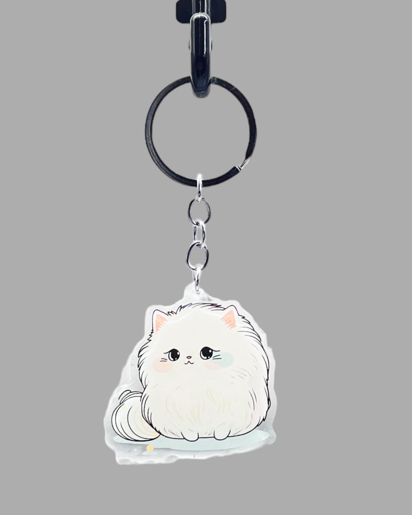 Persian Cat Acrylic Keychain, Cute kawaii memorial ornament, pet portrait charm, backpack fob, dad car décor, stocking stuffer, birthday gift