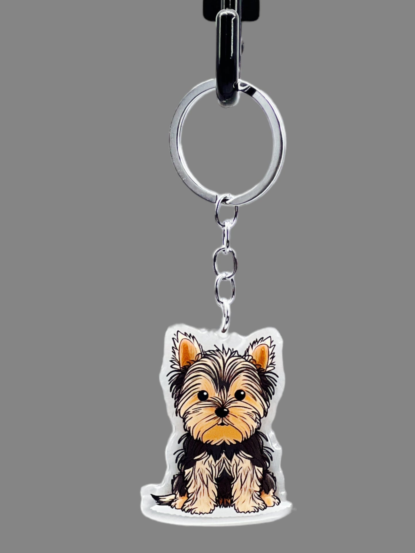 Yorkshire Terrier Dog Acrylic Keychain, Cute kawaii memorial ornament, pet portrait charm gift, backpack photo fob, dad car décor, dog mom gift