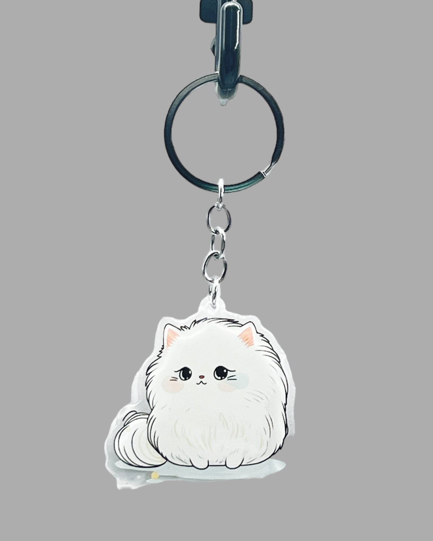 Persian Cat Acrylic Keychain, Cute kawaii memorial ornament, pet portrait charm, backpack fob, dad car décor, stocking stuffer, birthday gift