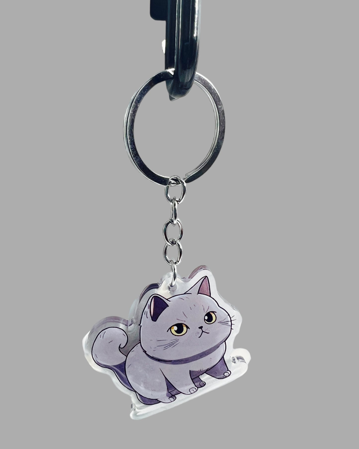 Scottish Fold Cat Acrylic Keychain, Cute kawaii memorial ornament, pet portrait charm, backpack fob, dad car décor, stocking stuffer, birthday gift