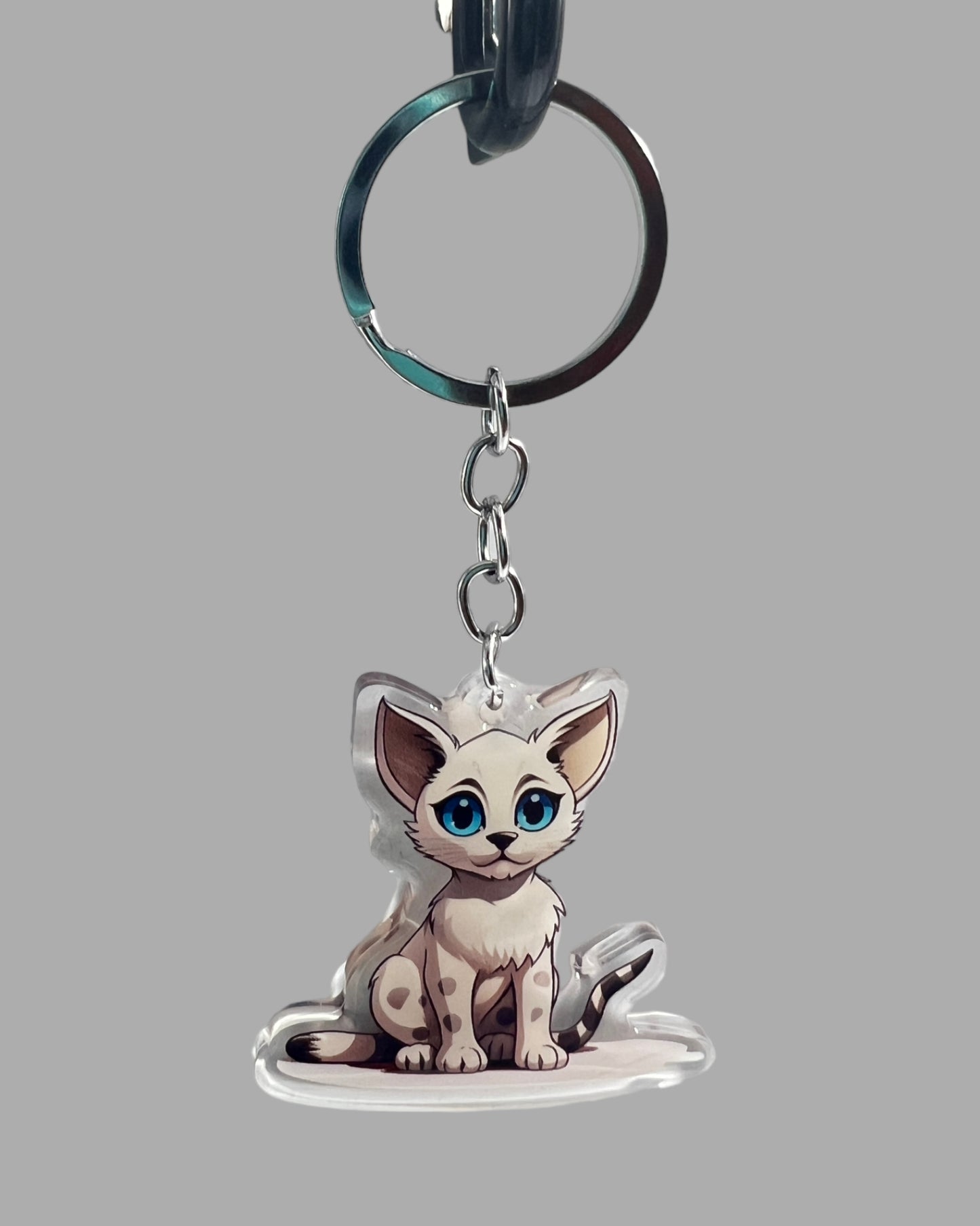 Russian Blue Cat Acrylic Keychain, Cute kawaii memorial ornament, pet portrait charm, backpack fob, dad car décor, stocking stuffer, birthday gift