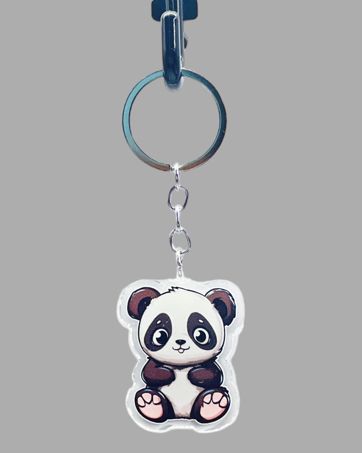 Panda Bear Acrylic Keychain, Wildlife Cute kawaii memorial ornament, pet portrait charm gift backpack fob, dad car décor, first day of school gift