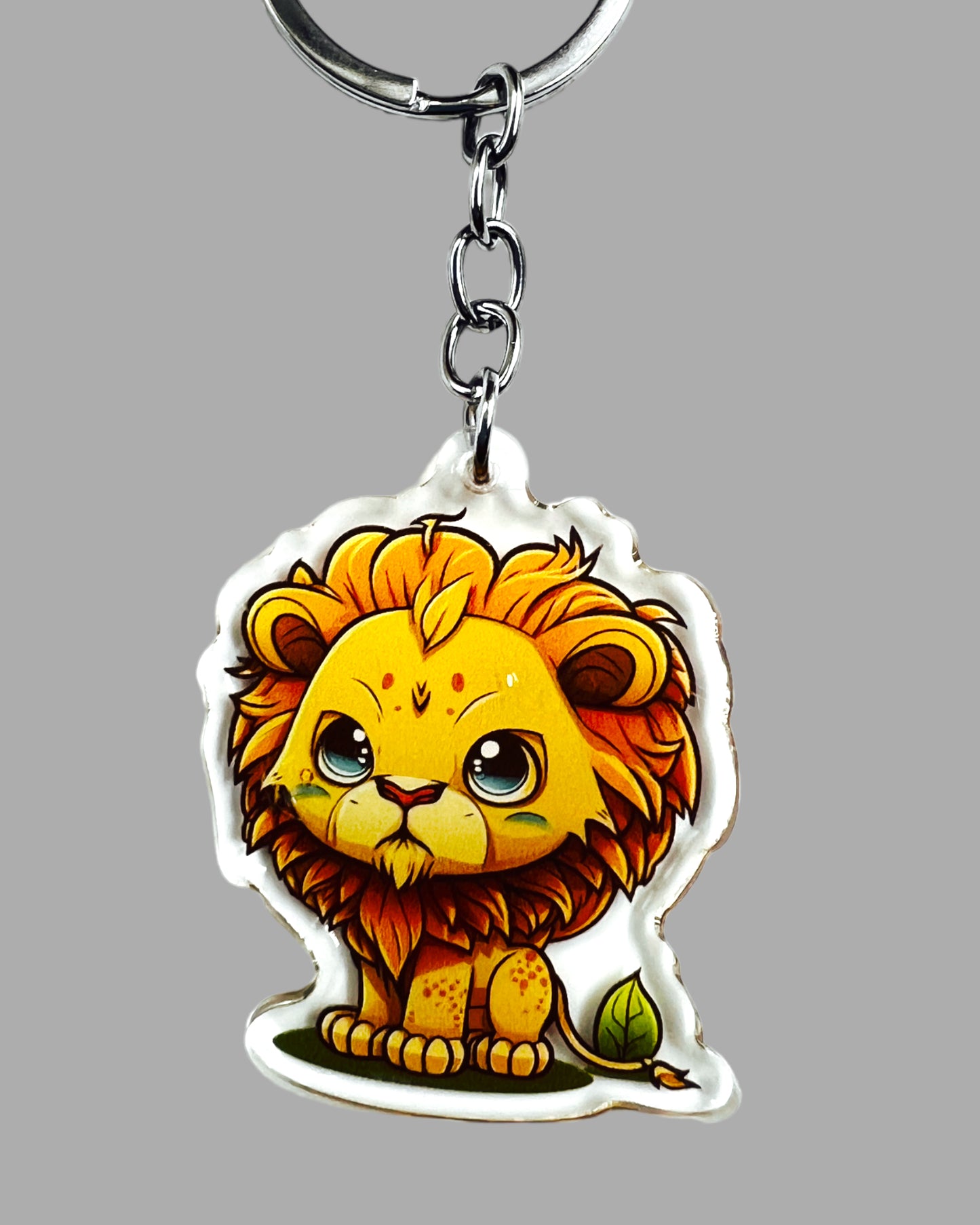 Lion Acrylic Keychain, Wildlife Cute kawaii memorial ornament, pet portrait charm gift  backpack fob, dad car décor, first day of school gift