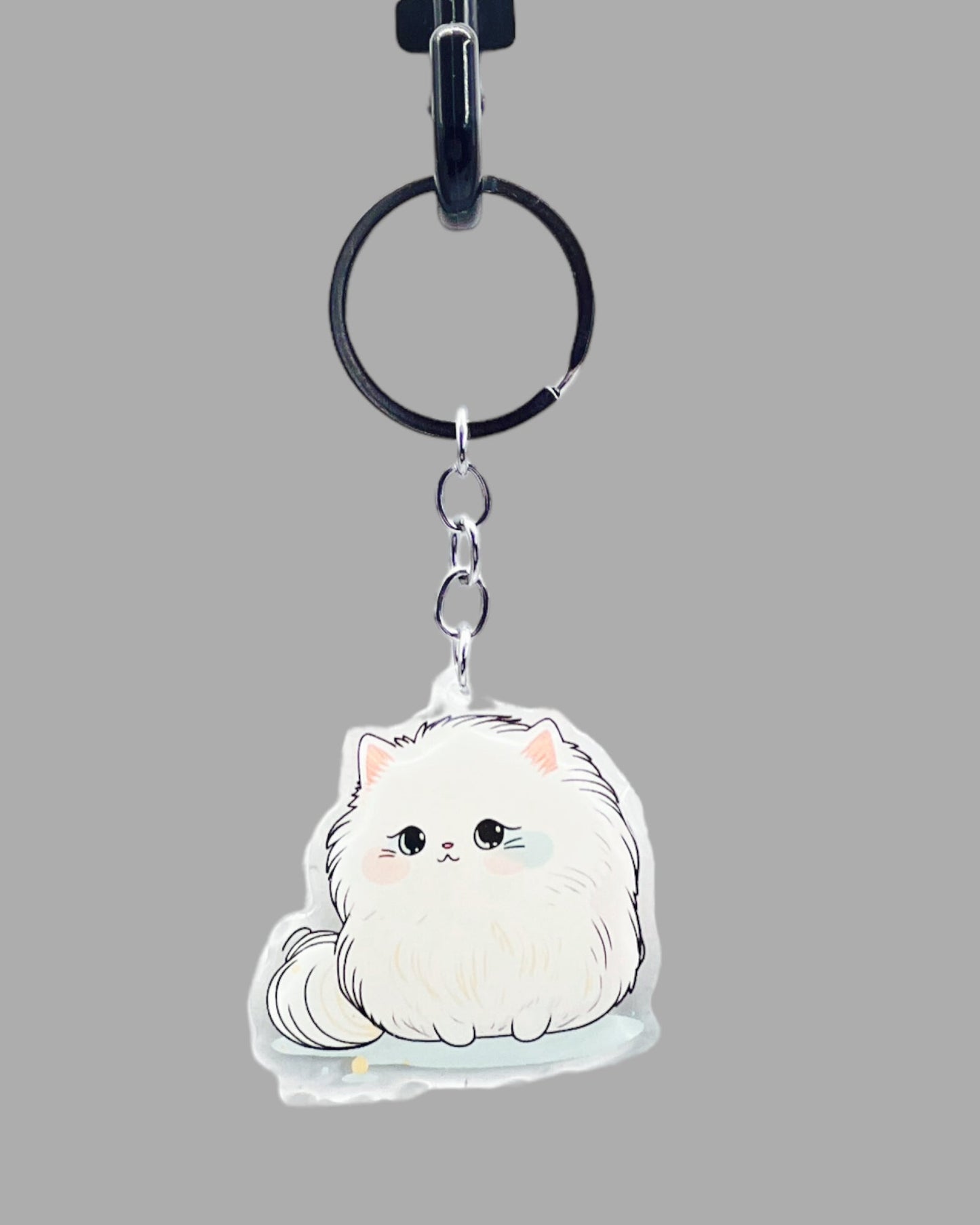 Persian Cat Acrylic Keychain, Cute kawaii memorial ornament, pet portrait charm, backpack fob, dad car décor, stocking stuffer, birthday gift