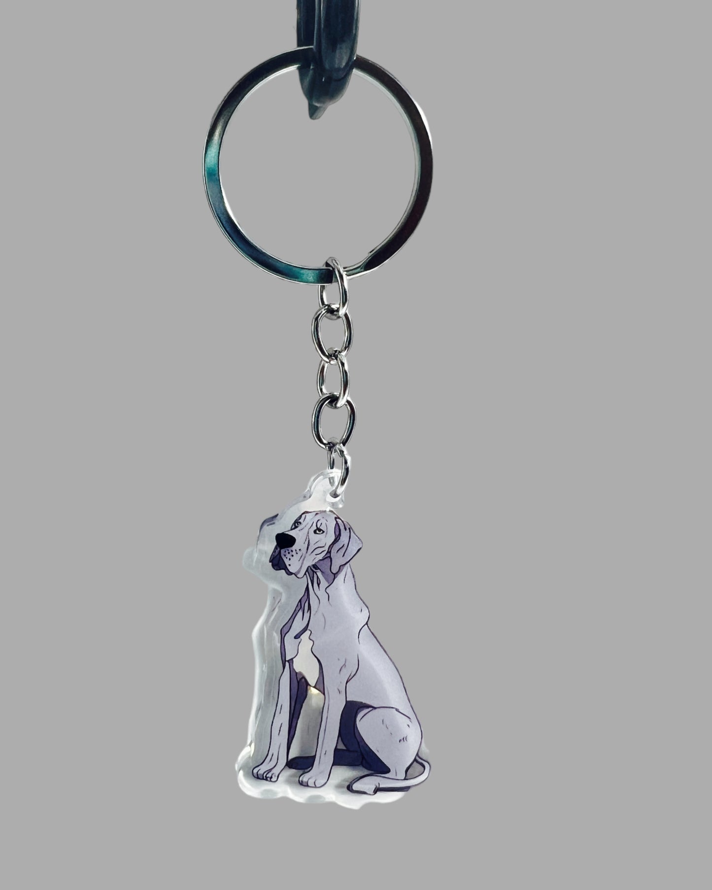 Great Dane Dog Acrylic keychain, Cute kawaii memorial ornament, pet portrait charm gift, backpack photo fob, dad car décor, dog mom gift