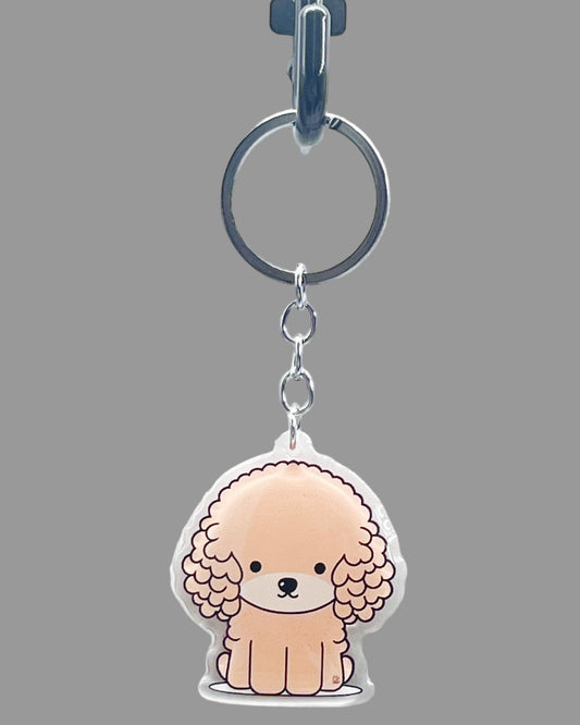 Poodle Dog Acrylic Keychain, Cute kawaii memorial ornament, pet portrait charm gift, backpack fob, dad car décor, dog mom gift