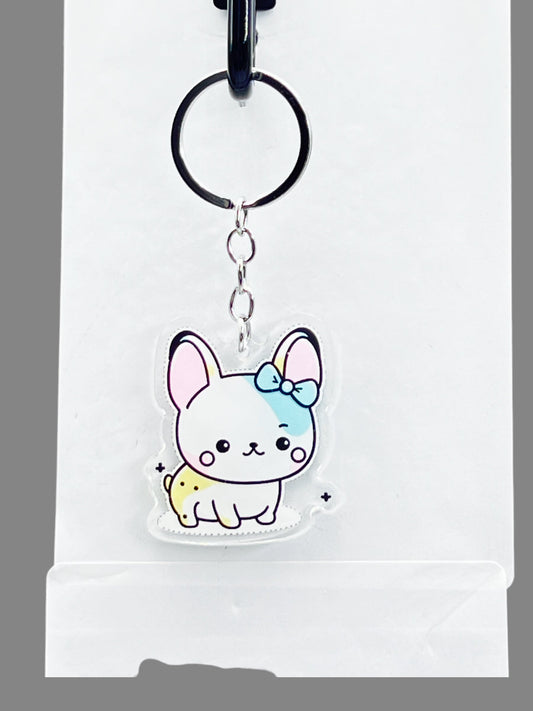 French Bulldog Dog Acrylic Keychain Cute kawaii memorial ornament, pet portrait charm gift  backpack photo fob, dad car décor, dog mom gift