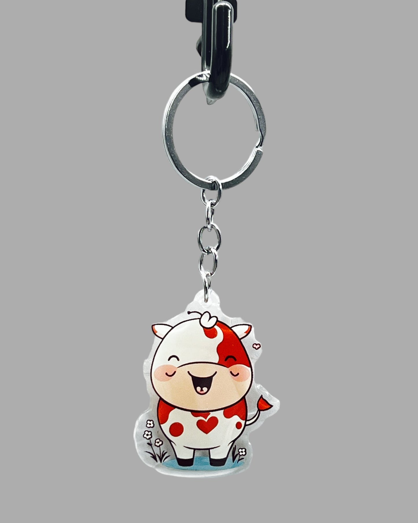 Holstein Cow Acrylic Keychain, Farm Animal Cute kawaii memorial ornament, pet portrait charm, backpack fob, dad car décor, stocking stuffer, birthday gift