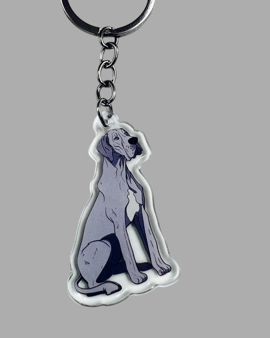 Great Dane Dog Acrylic keychain, Cute kawaii memorial ornament, pet portrait charm gift, backpack photo fob, dad car décor, dog mom gift