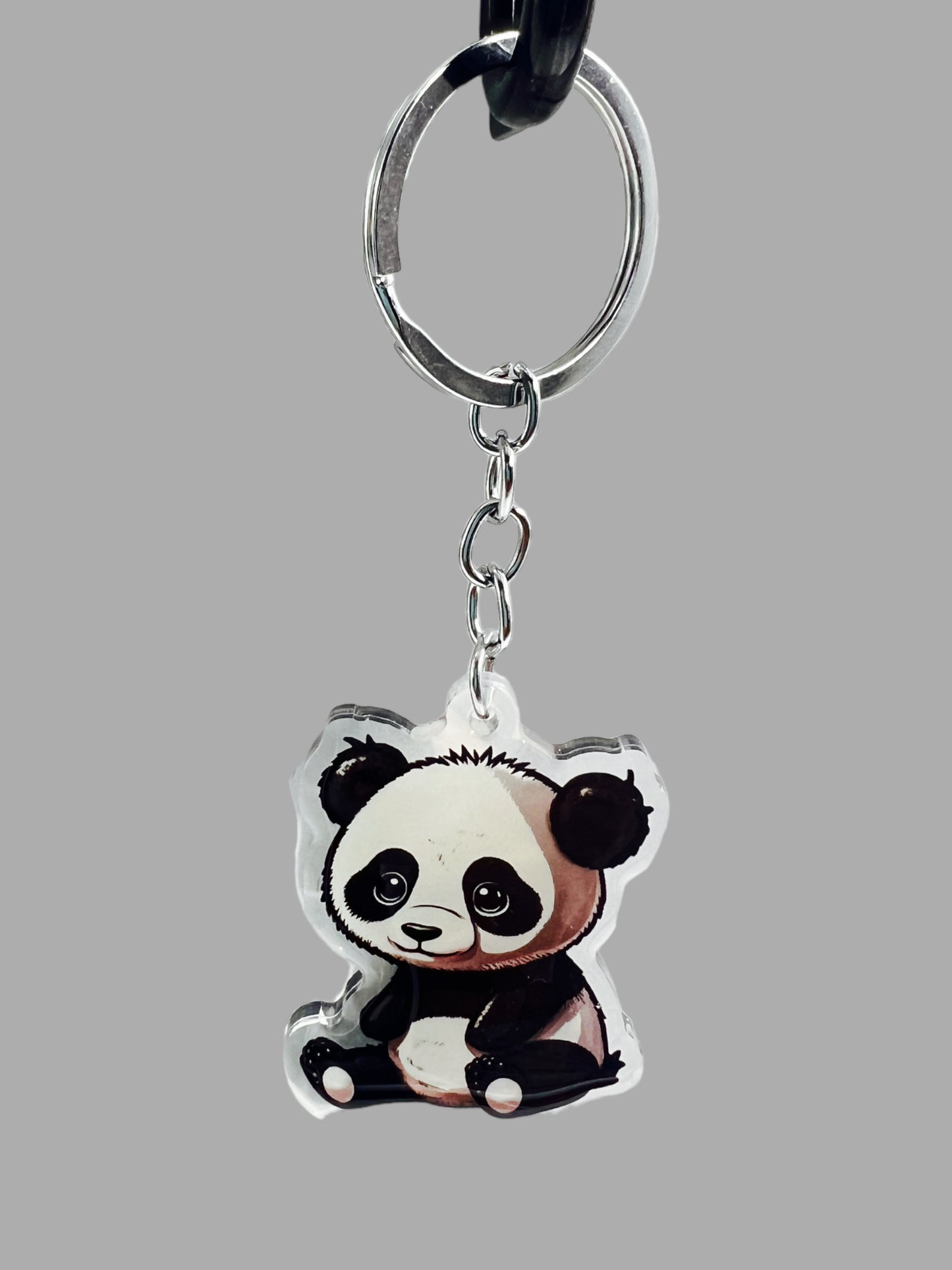 Panda Bear Acrylic Keychain, Wildlife Cute kawaii memorial ornament, pet portrait charm gift backpack fob, dad car décor, first day of school gift