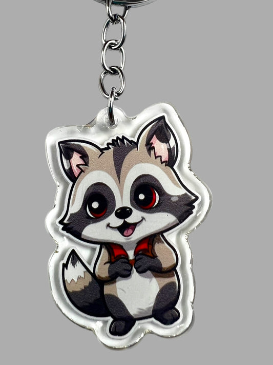 Raccoon Acrylic Keychain, Wildlife Cute kawaii memorial ornament, pet portrait charm, backpack fob, dad car décor, stocking stuffer, birthday gift