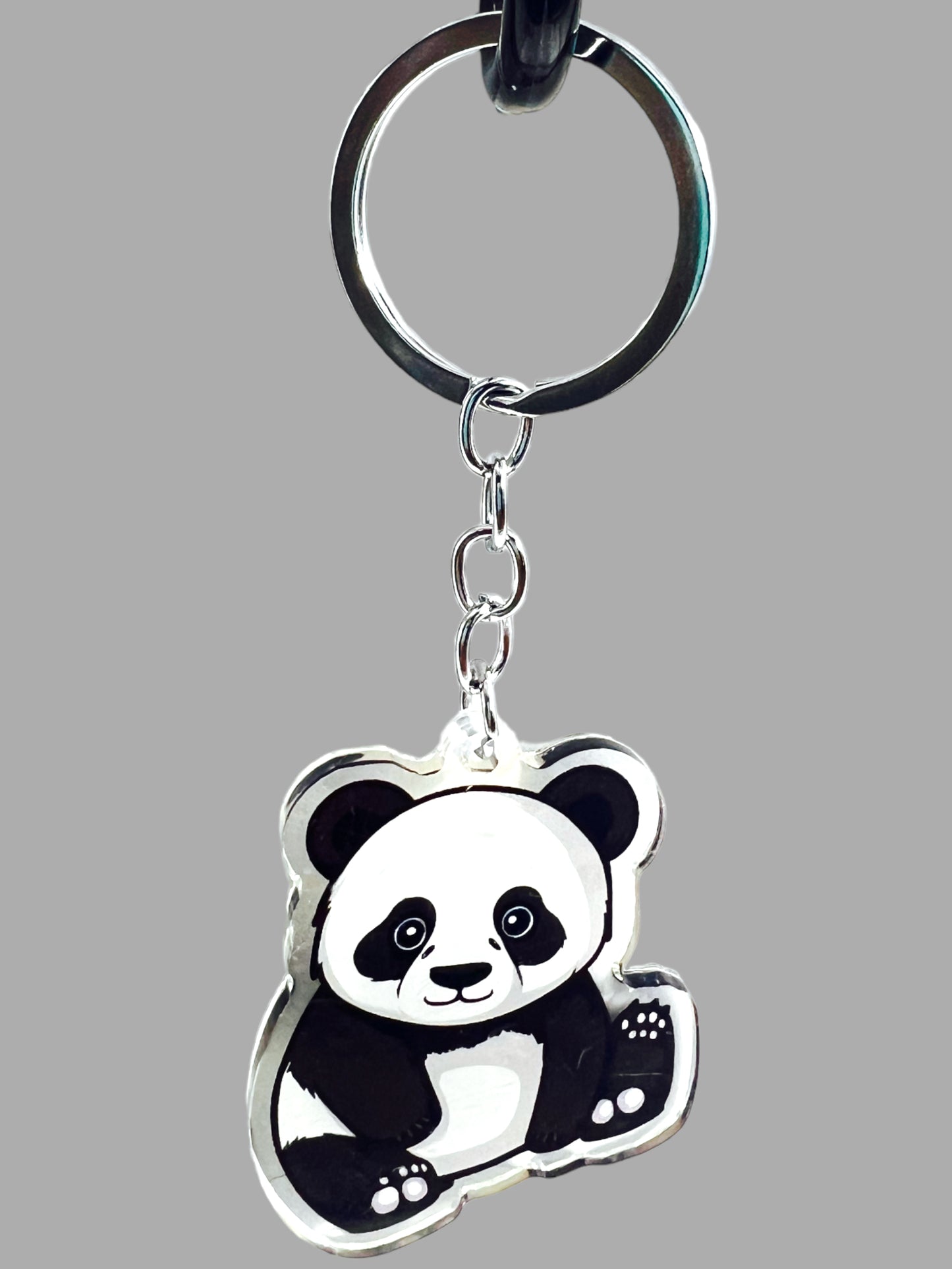 Panda Bear Acrylic Keychain, Wildlife Cute kawaii memorial ornament, pet portrait charm gift backpack fob, dad car décor, first day of school gift