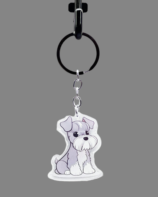 Standard Schnauzer Dog Acrylic keychain, Cute kawaii memorial ornament, pet portrait charm gift, backpack fob, dad car décor, dog mom gift