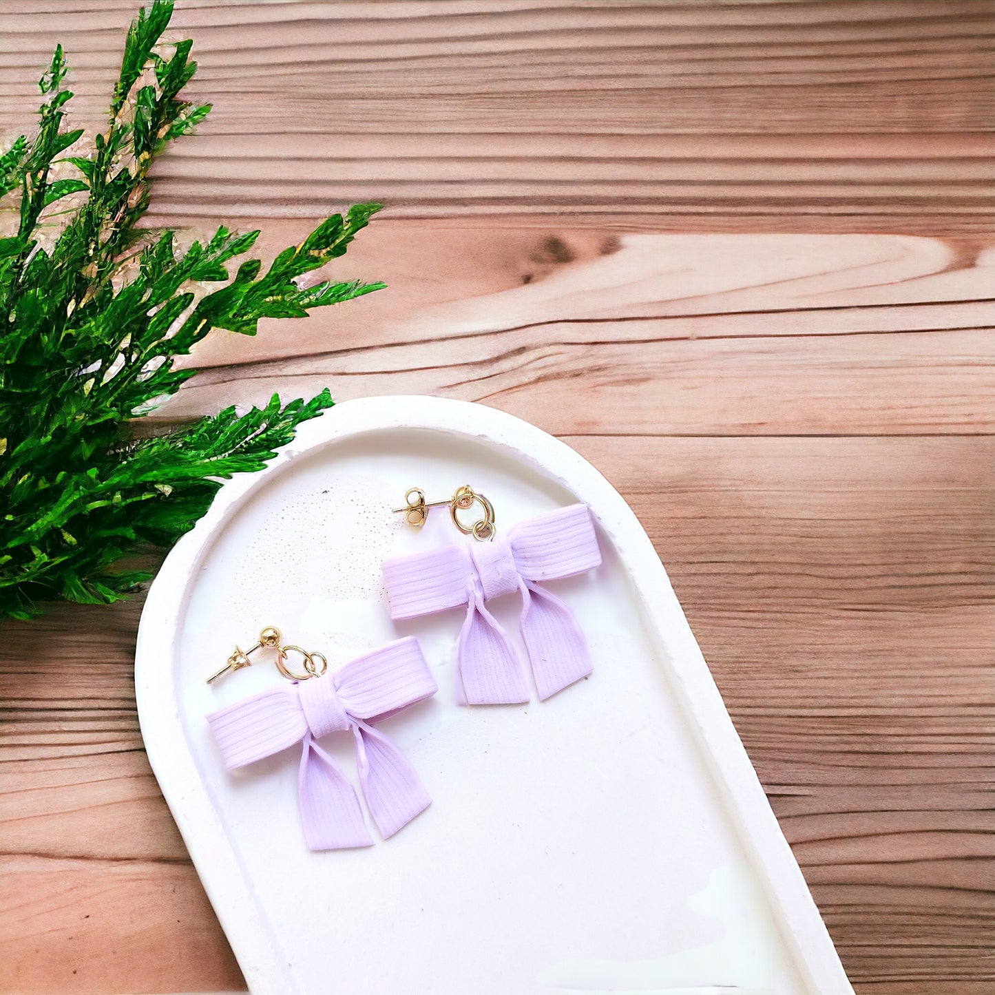 Bow polymer clay earrings Handmade Dainty polymer clay dangle earrings, cute minimalist girls earrings, birthday gift for best friend, niece or daughter