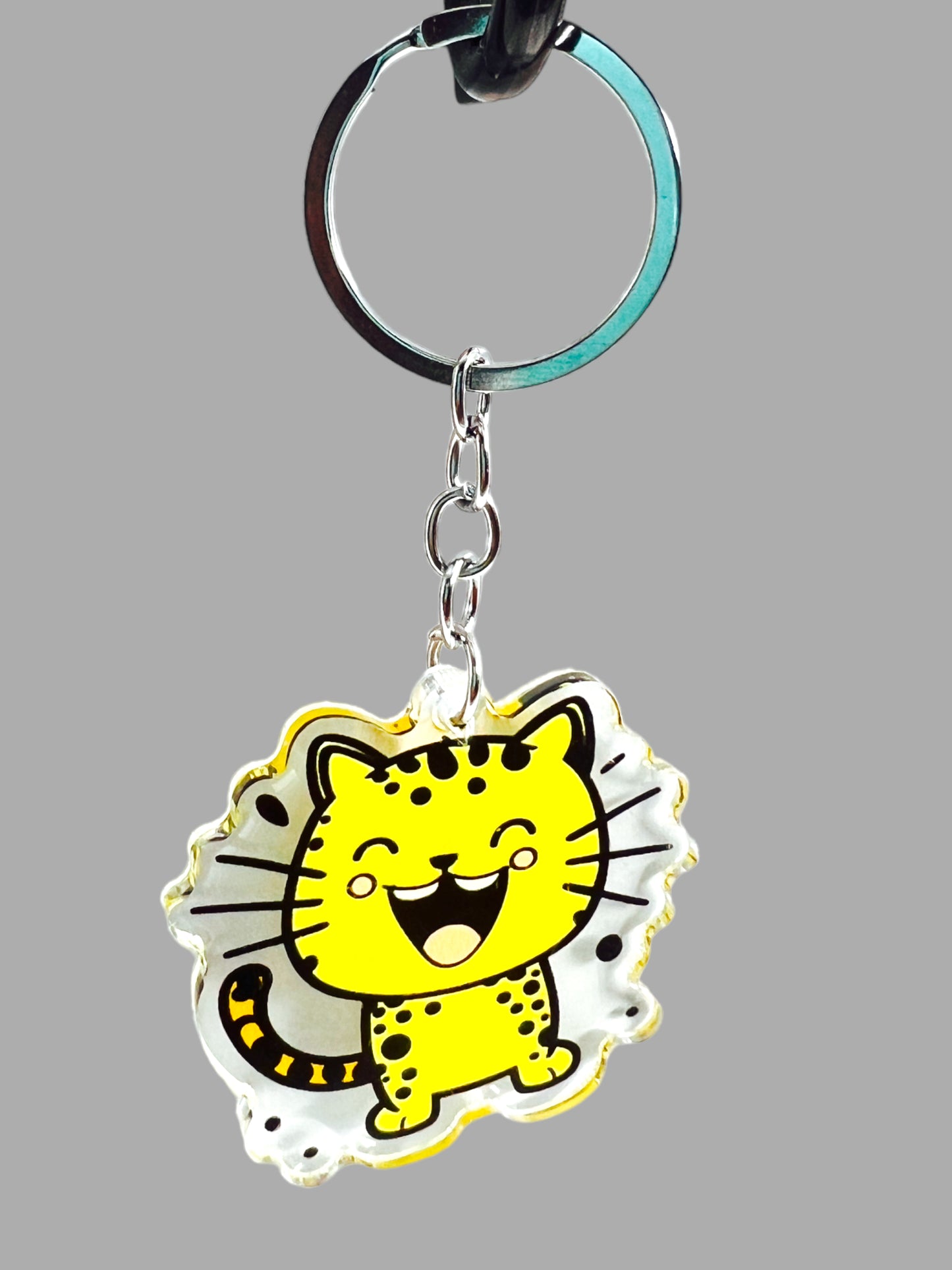 Tabby cat Leopard print Acrylic Keychain, Cute kawaii memorial ornament, pet portrait charm, backpack fob, dad car décor, stocking stuffer