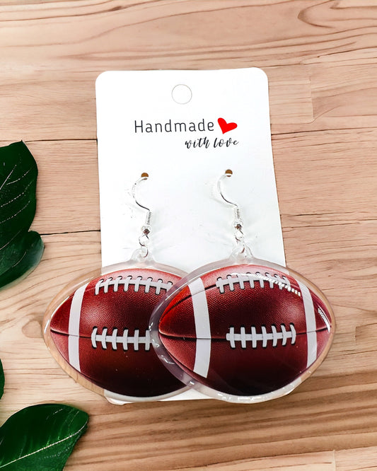 Football Acrylic funky weird quirky earrings, cool funny  gift for her, birthday gift,  Christmas stocking stuffer