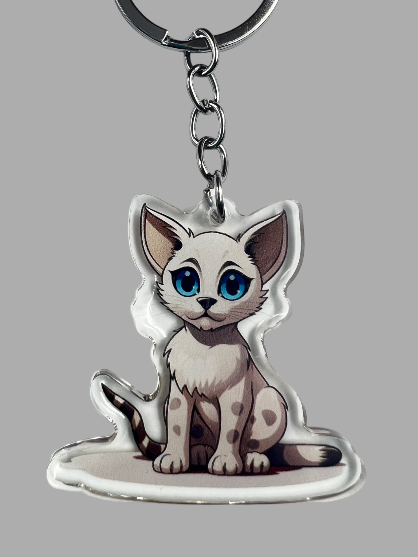 Russian Blue Cat Acrylic Keychain, Cute kawaii memorial ornament, pet portrait charm, backpack fob, dad car décor, stocking stuffer, birthday gift