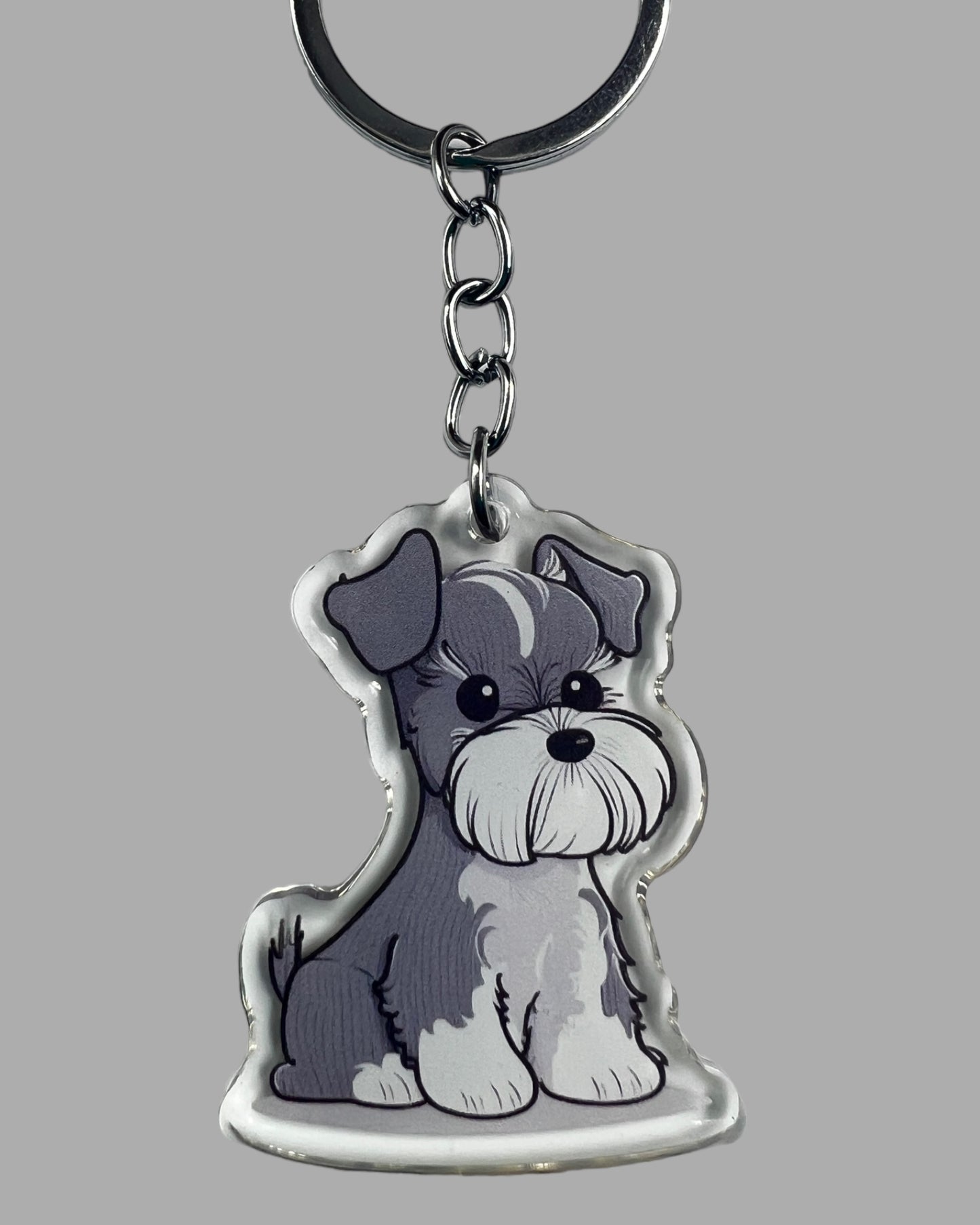 Standard Schnauzer Dog Acrylic Keychain, Cute kawaii memorial ornament, pet portrait charm, backpack fob, dad car décor, stocking stuffer, birthday gift