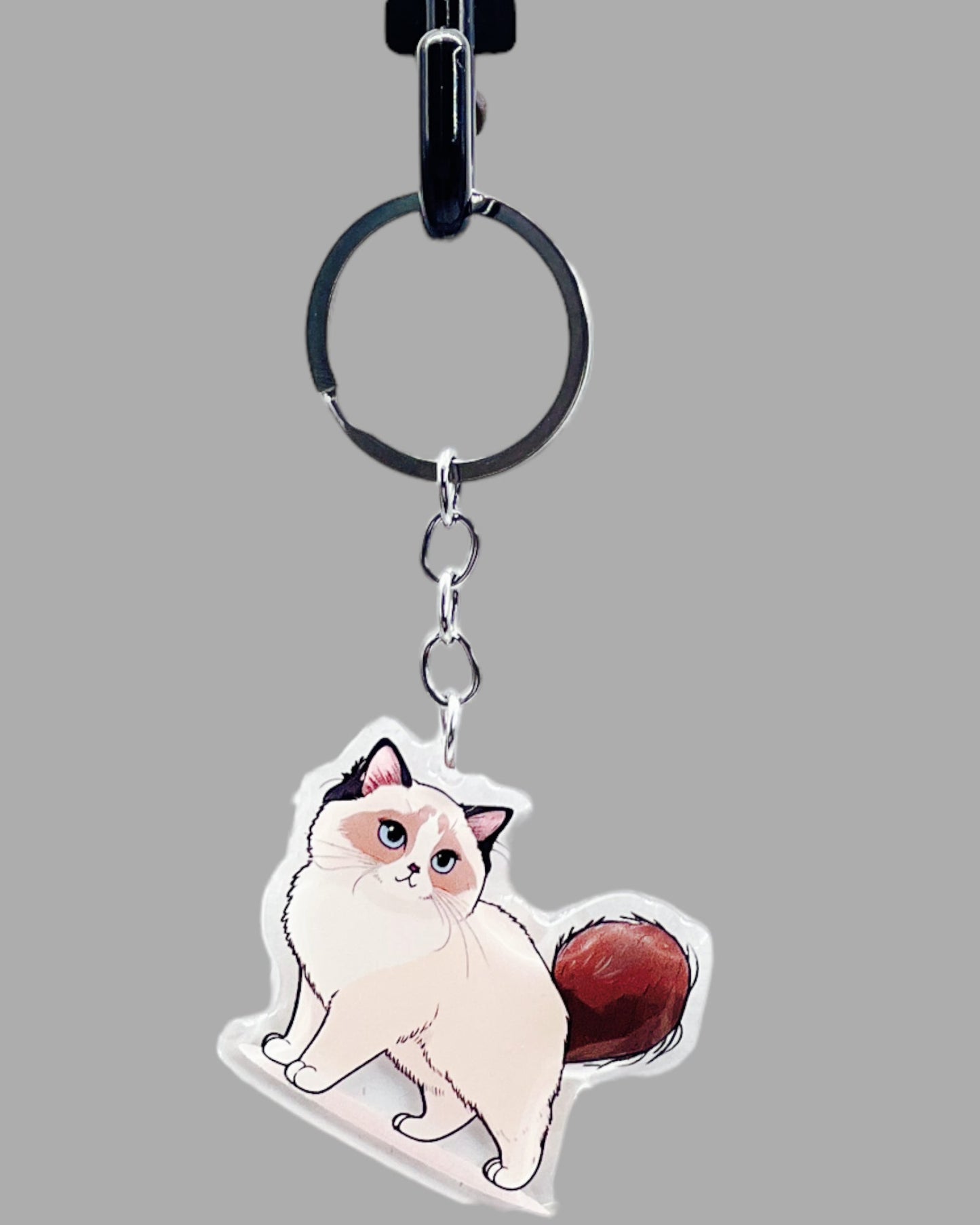 Siamese Cat Acrylic Keychains, Cute kawaii memorial ornament, pet portrait charm, backpack fob, dad car décor, stocking stuffer, birthday gift