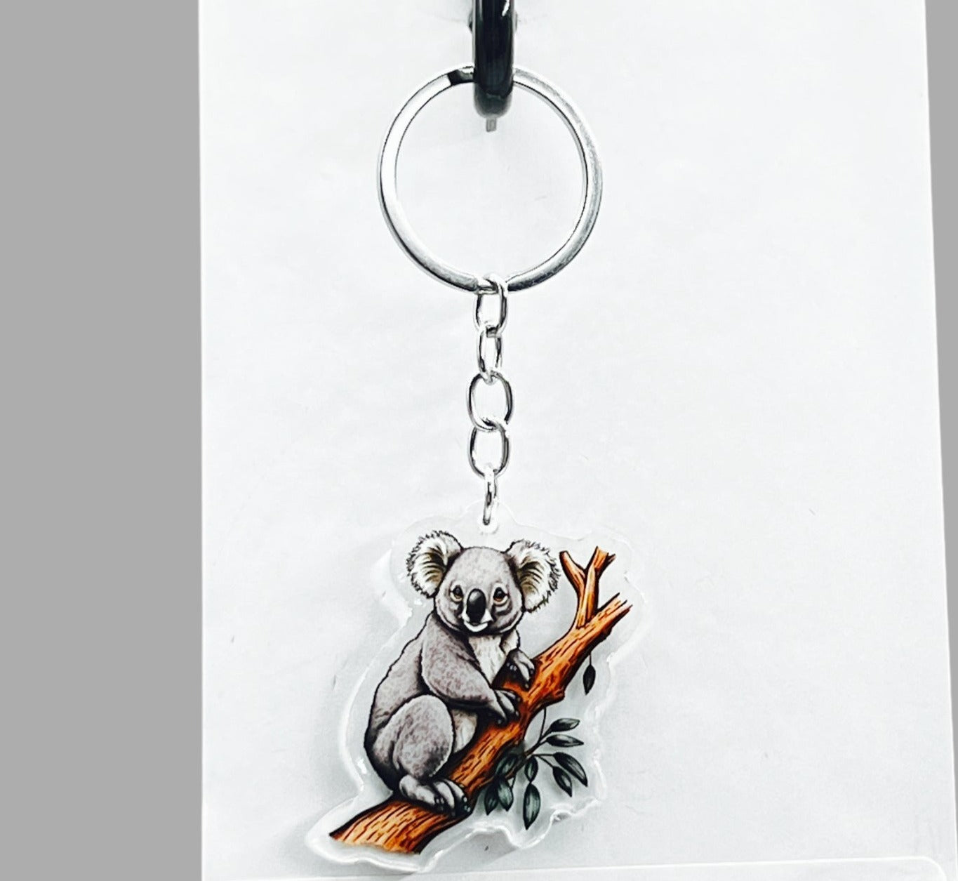 Koala Bear Acrylic Keychain, Wildlife Cute kawaii memorial ornament, pet portrait charm gift  backpack fob, dad car décor, first day of school gift