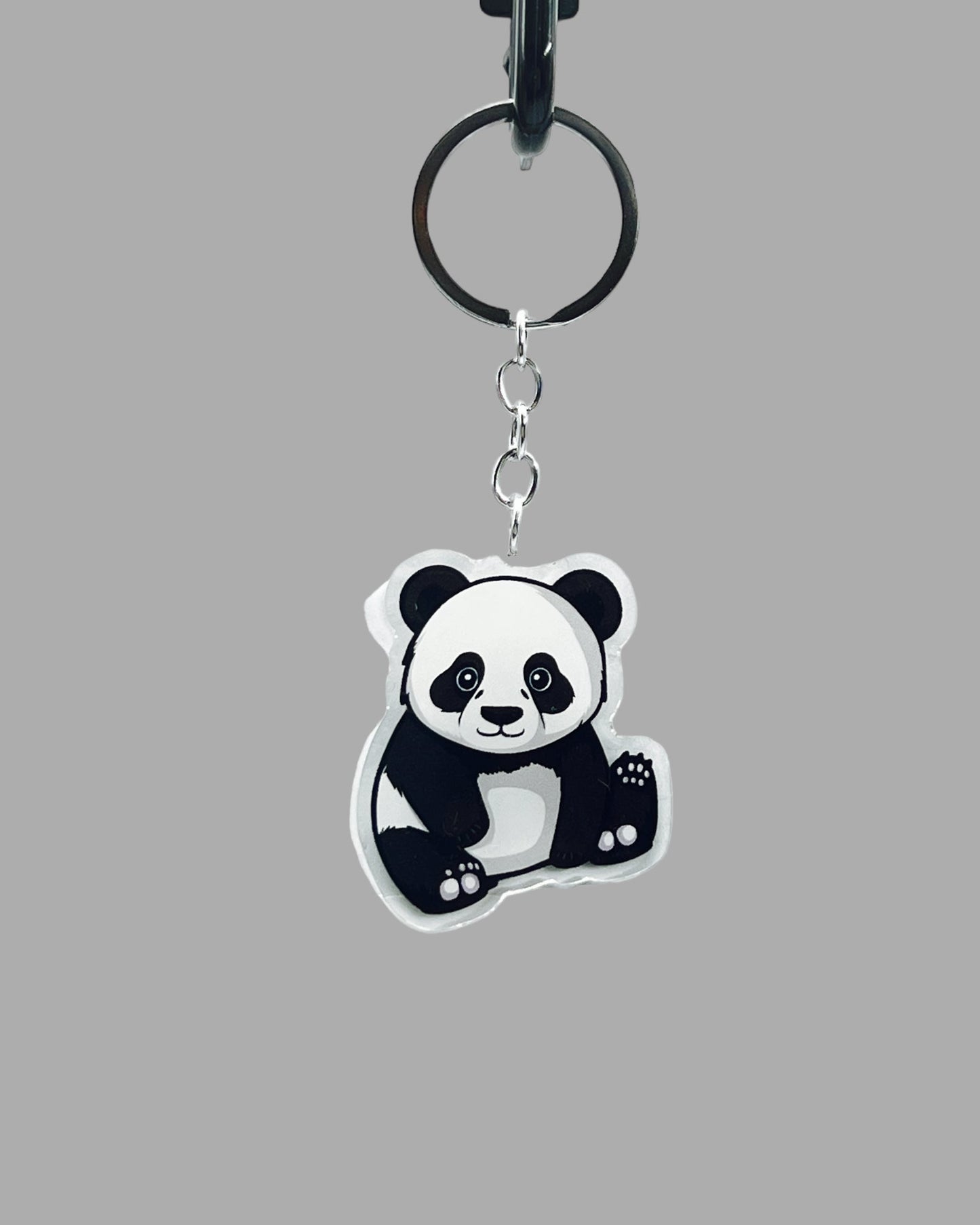 Panda Bear Acrylic Keychain, Wildlife Cute kawaii memorial ornament, pet portrait charm gift backpack fob, dad car décor, first day of school gift