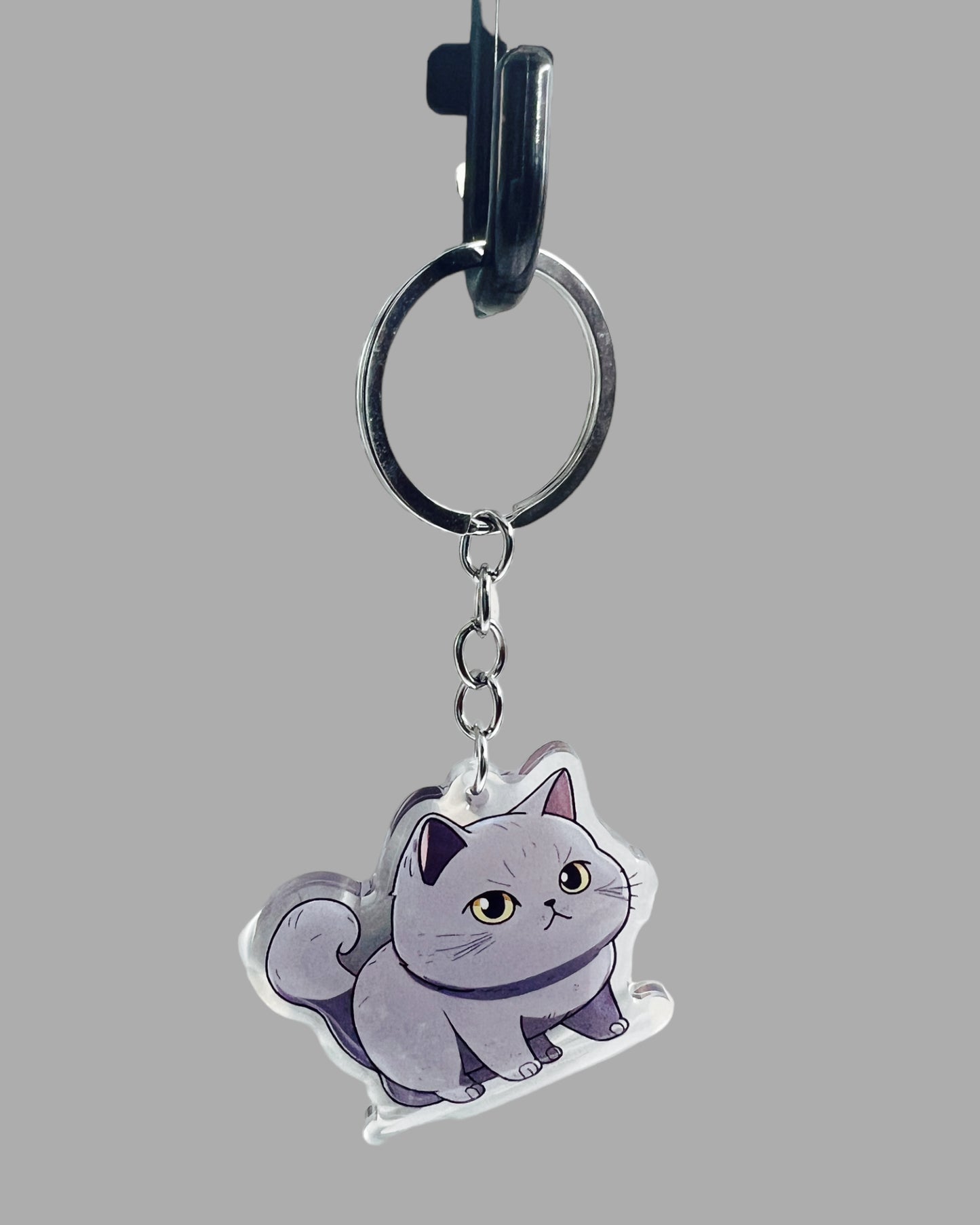 Scottish Fold Cat Acrylic Keychain, Cute kawaii memorial ornament, pet portrait charm, backpack fob, dad car décor, stocking stuffer, birthday gift