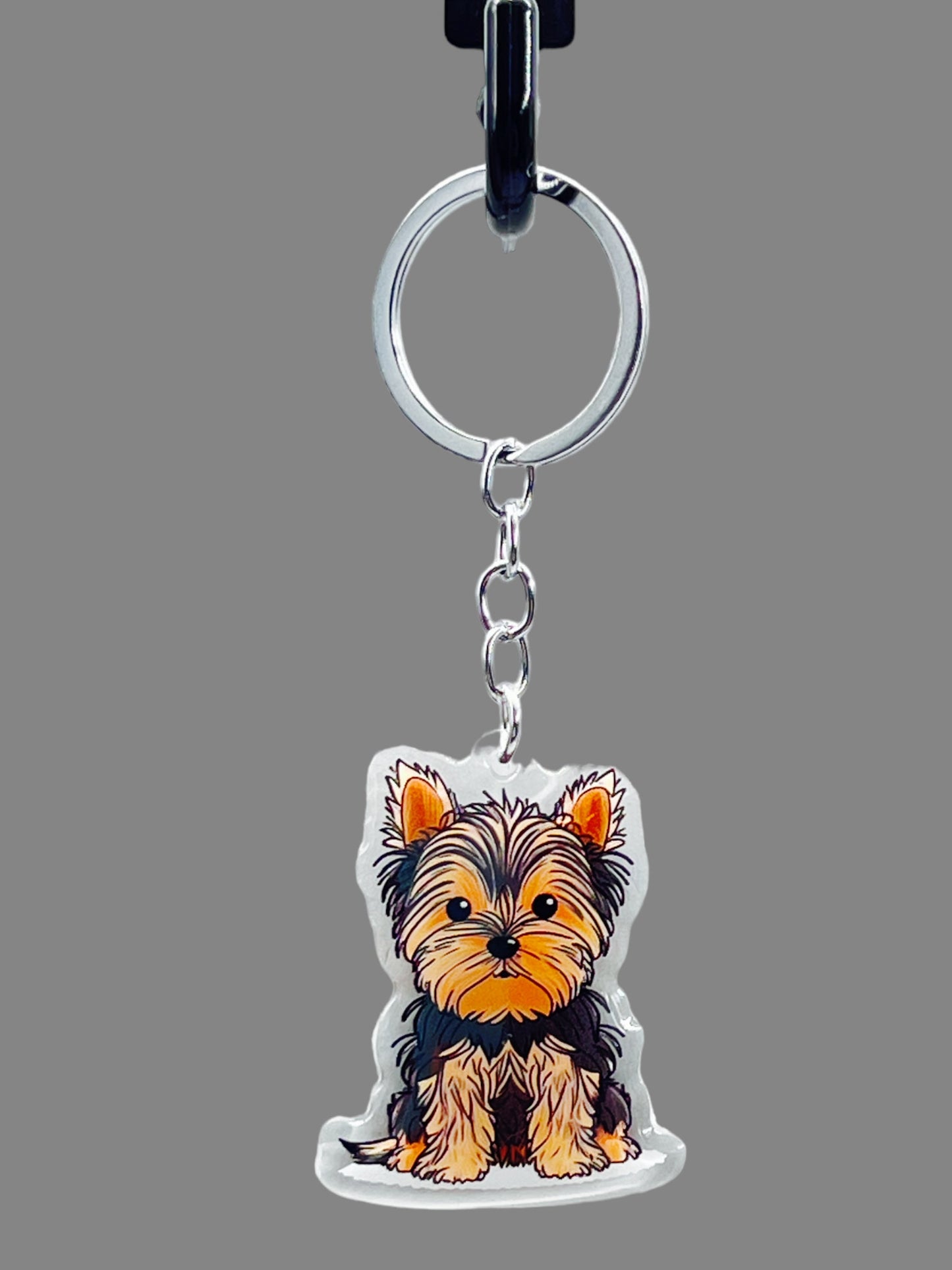 Yorkshire Terrier Dog Acrylic Keychain, Cute kawaii memorial ornament, pet portrait charm gift, backpack photo fob, dad car décor, dog mom gift