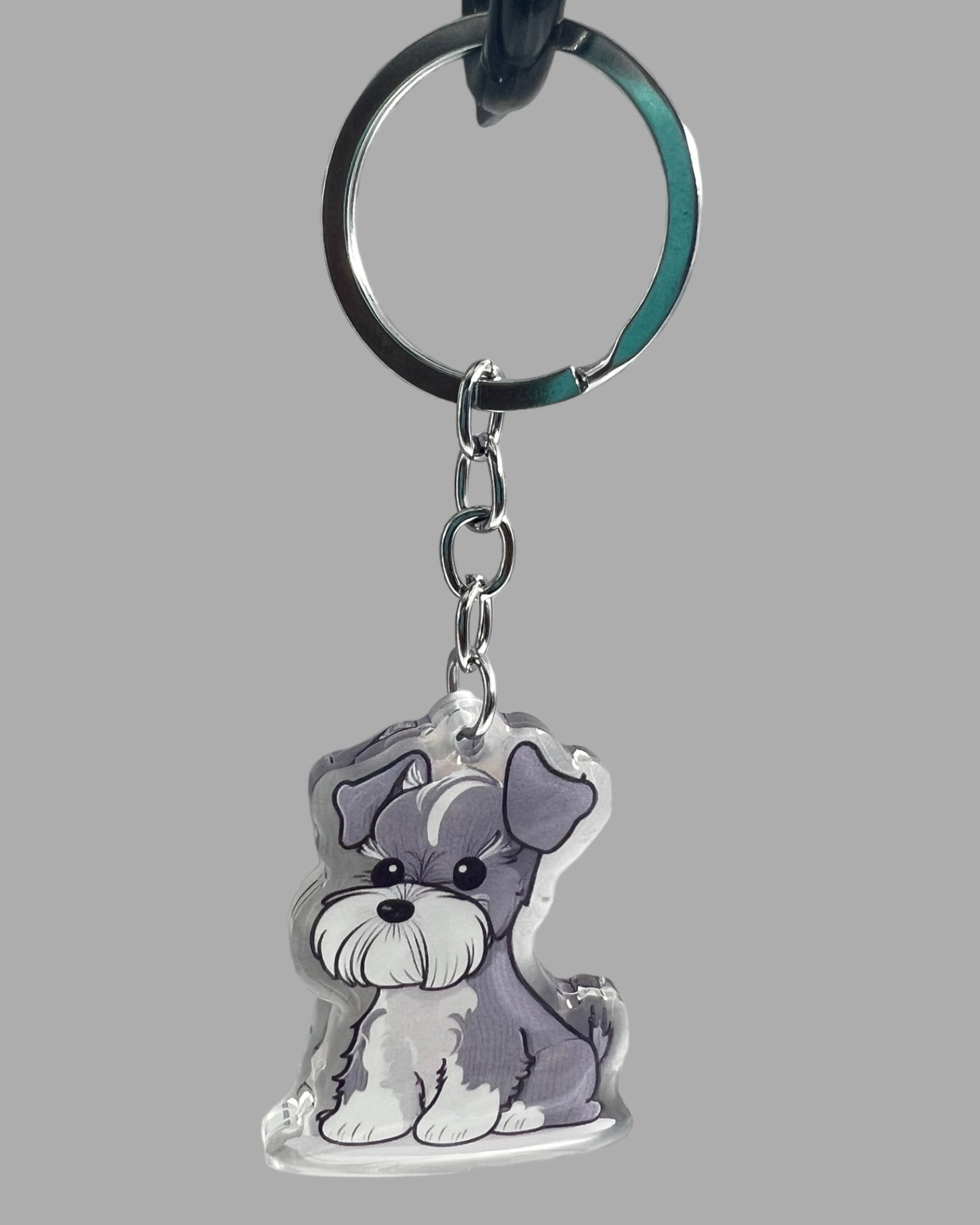 Standard Schnauzer Dog Acrylic Keychain, Cute kawaii memorial ornament, pet portrait charm, backpack fob, dad car décor, stocking stuffer, birthday gift