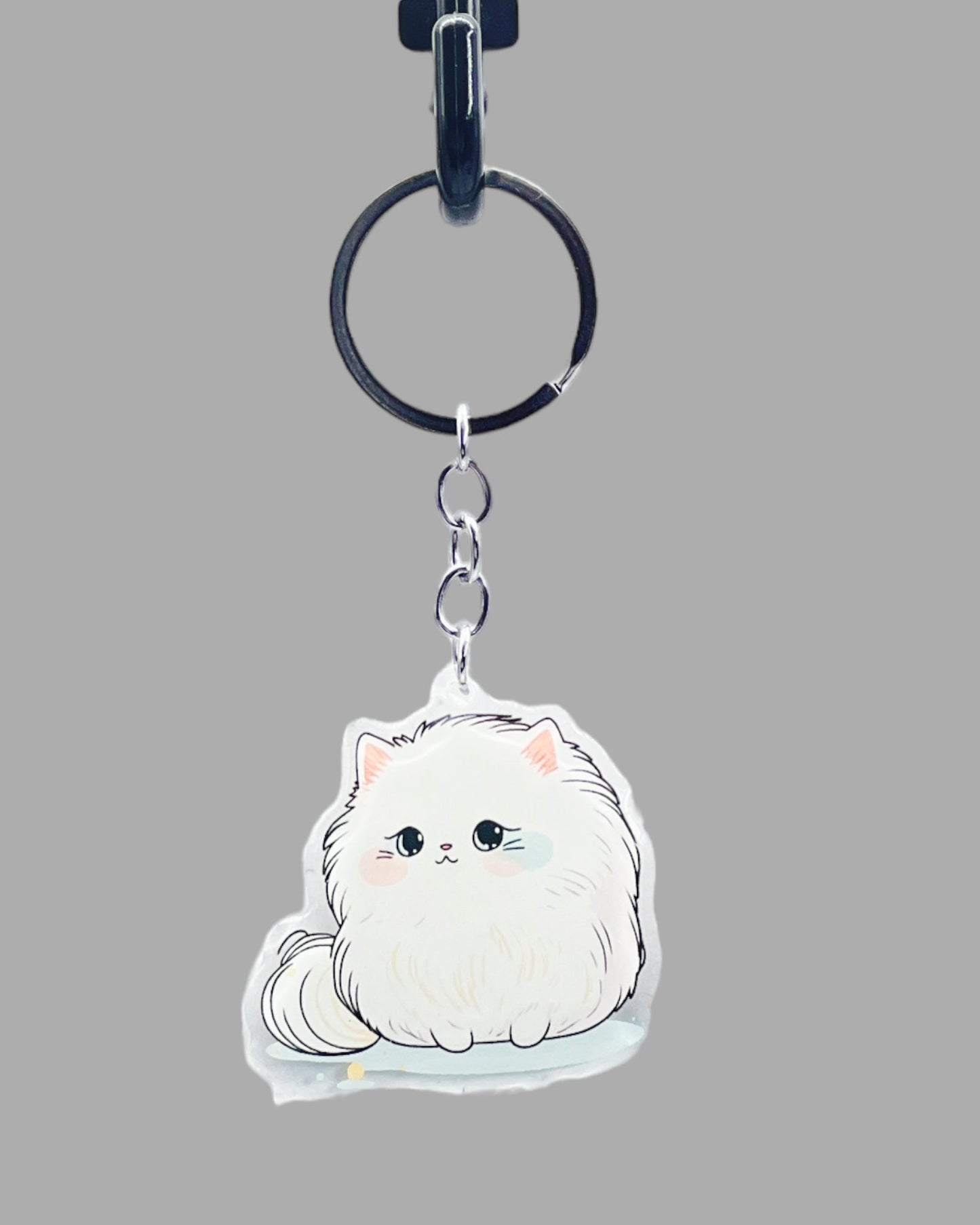 Persian Cat Acrylic Keychain, Cute kawaii memorial ornament, pet portrait charm, backpack fob, dad car décor, stocking stuffer, birthday gift