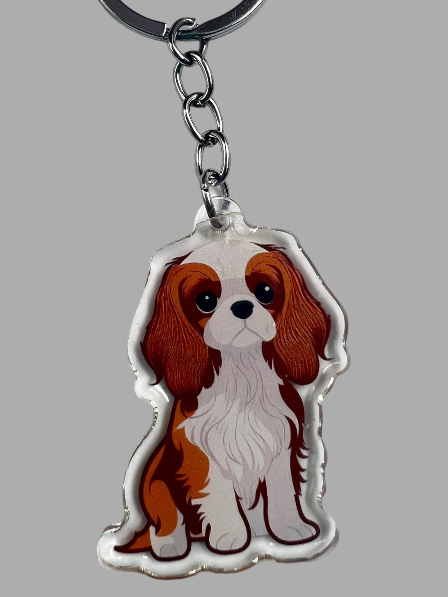 Cavalier King Charles Spaniel Dog Acrylic keychain, Cute kawaii memorial ornament, pet portrait charm gift  backpack fob, dad car décor, dog mom