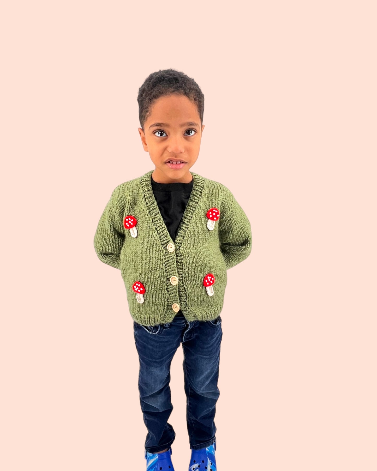 Mushroom green Kids Cardigan Sweater