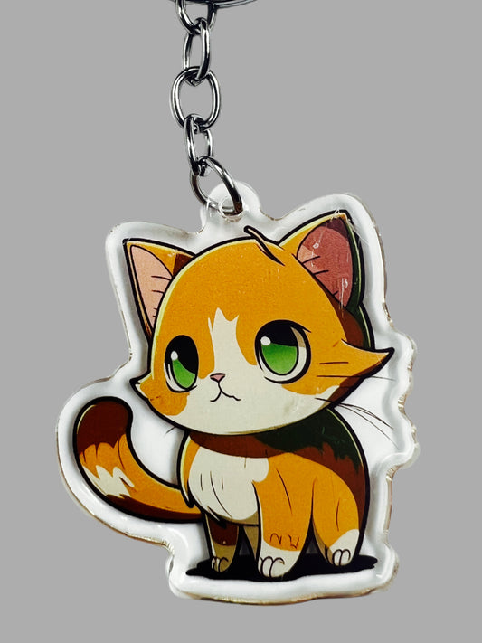 Cat Acrylic Keychain, Cute kawaii memorial ornament, pet portrait charm gift  backpack fob, dad car décor, first day of school gift