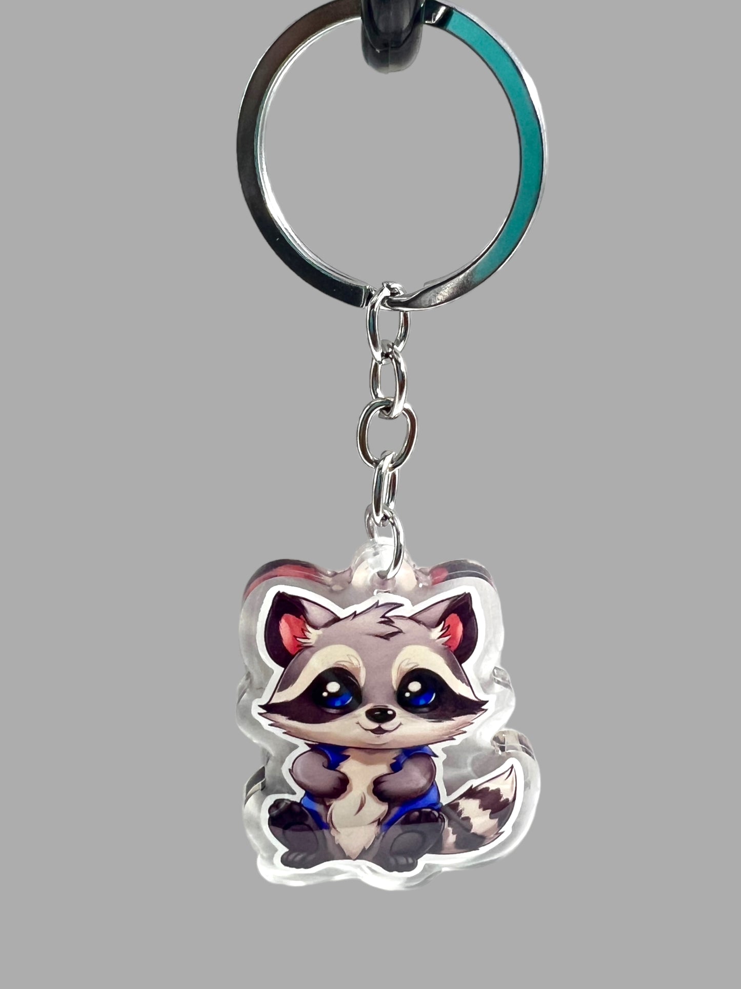 Raccoon Acrylic Keychain, Wildlife Cute kawaii memorial ornament, pet portrait charm, backpack fob, dad car décor, stocking stuffer, birthday gift