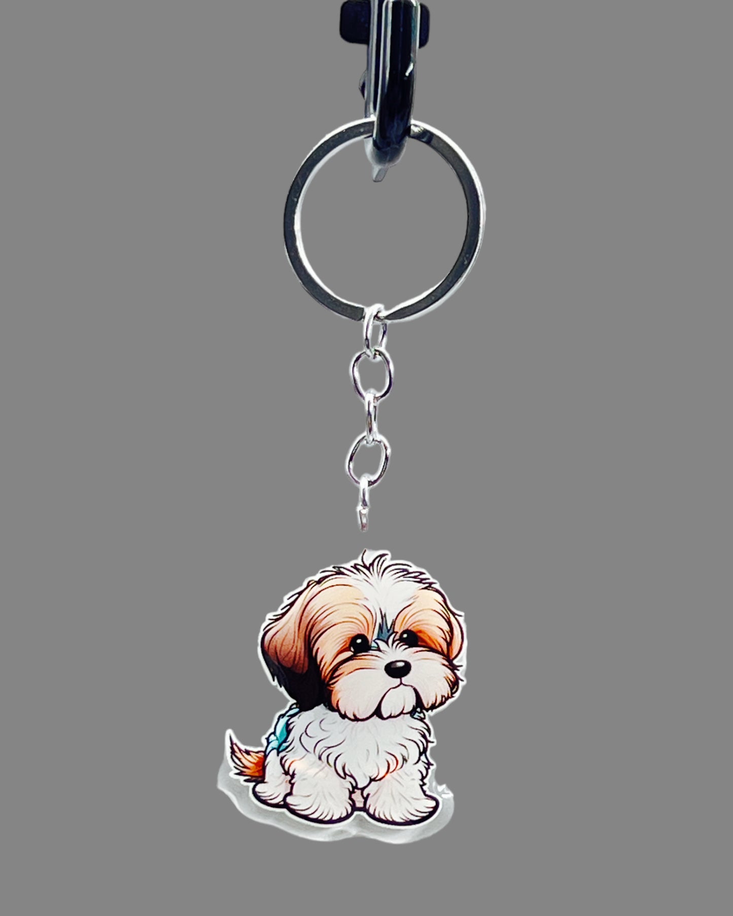 Shih Tzu Dog Acrylic Keychain, Cute kawaii memorial ornament, pet portrait charm gift, backpack fob, dad car décor, dog mom gift