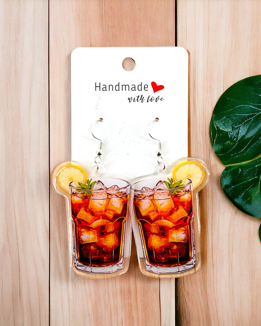 Sweet Tea Acrylic earrings, funky weird quirky earrings, cool funny  gift for her, birthday gift,  Christmas stocking stuffer