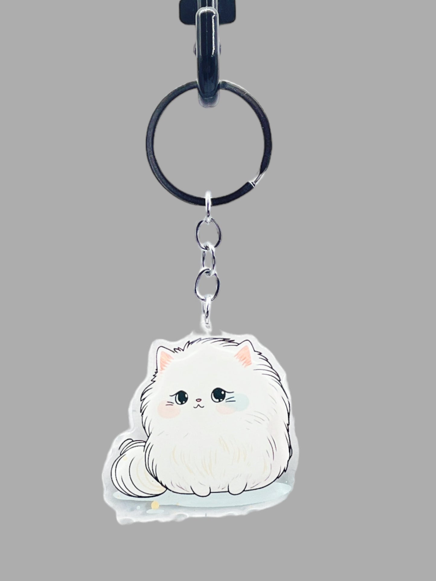 Persian Cat Acrylic Keychain, Cute kawaii memorial ornament, pet portrait charm, backpack fob, dad car décor, stocking stuffer, birthday gift