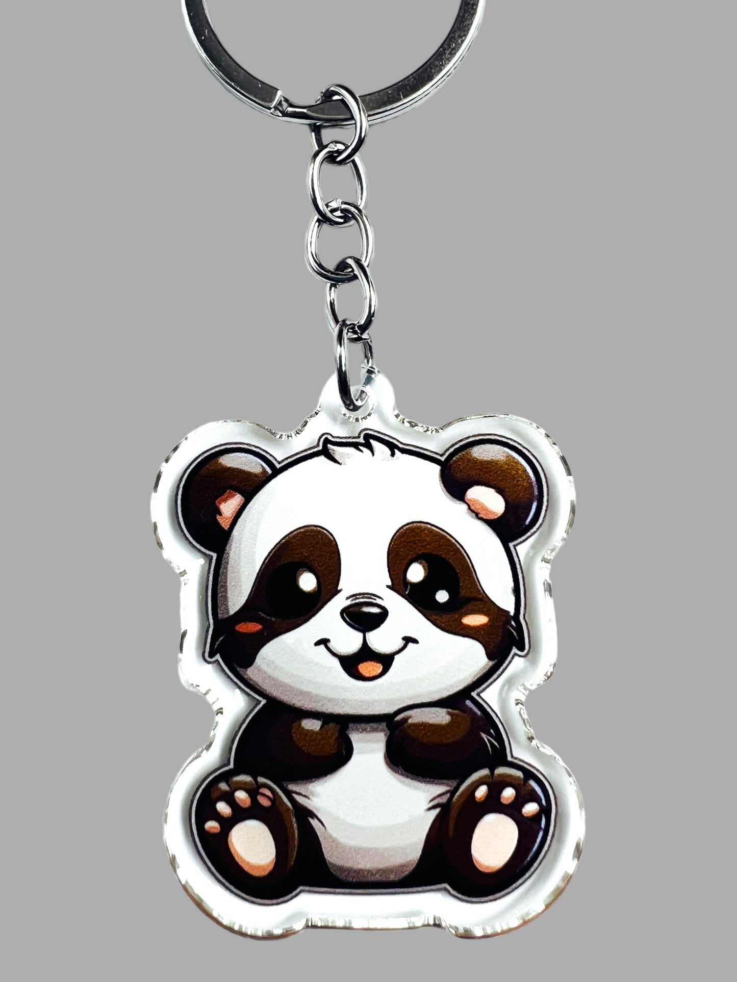 Panda Bear Acrylic Keychain, Wildlife Cute kawaii memorial ornament, pet portrait charm gift backpack fob, dad car décor, first day of school gift