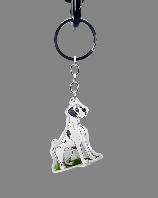 Great Dane Dog Acrylic keychain, Cute kawaii memorial ornament, pet portrait charm gift, backpack photo fob, dad car décor, dog mom gift