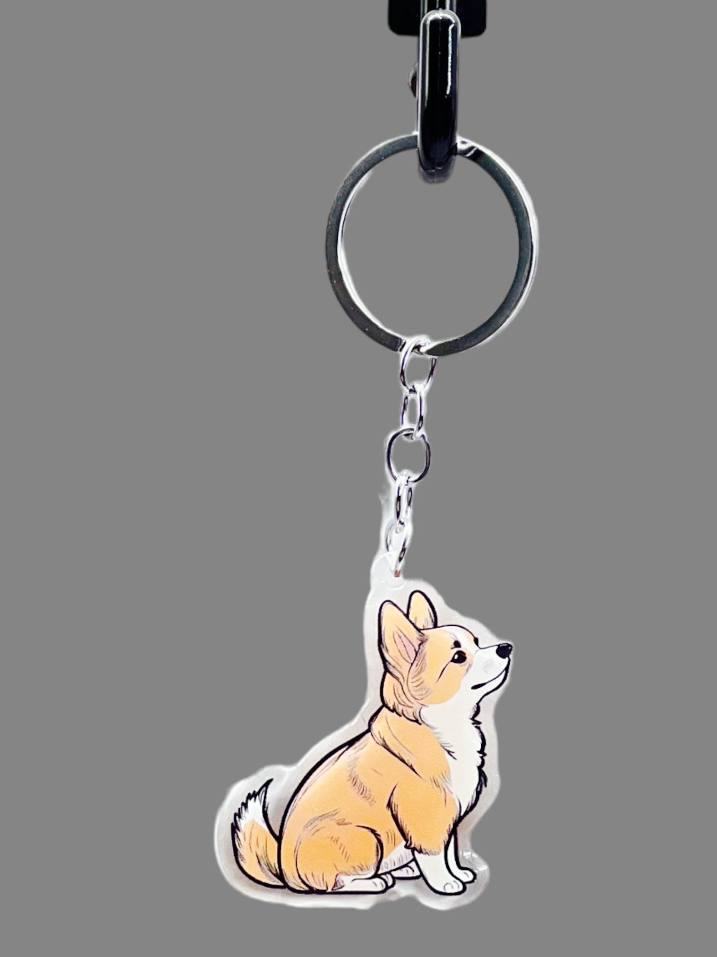 Corgi Dog Acrylic Keychain Cute kawaii memorial ornament, pet portrait charm gift  backpack photo fob, dad car décor, dog mom gift