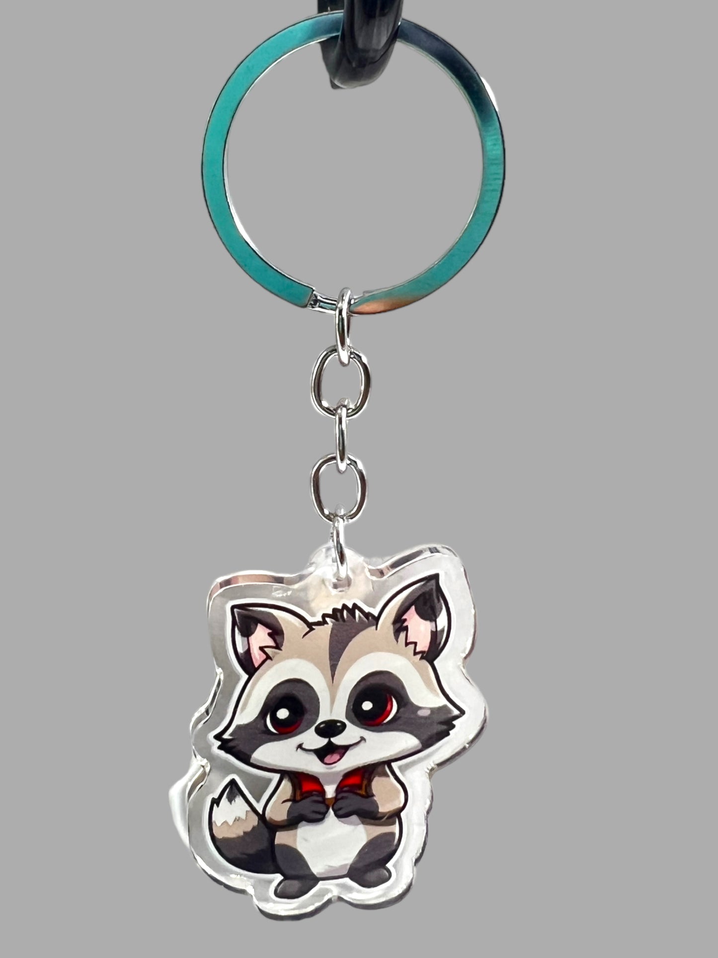 Raccoon Acrylic Keychain, Wildlife Cute kawaii memorial ornament, pet portrait charm, backpack fob, dad car décor, stocking stuffer, birthday gift