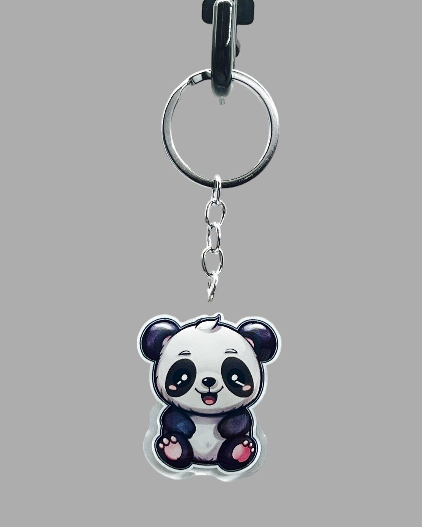 Panda Bear Acrylic Keychain, Wildlife Cute kawaii memorial ornament, pet portrait charm gift backpack fob, dad car décor, first day of school gift