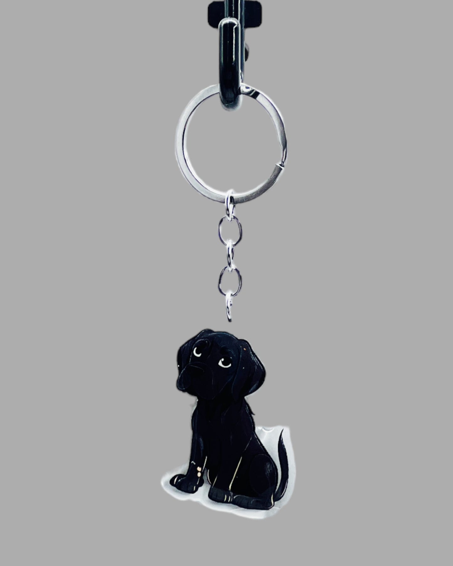 Black Labrador Dog Acrylic keychain, Cute kawaii memorial ornament, pet portrait charm gift  backpack fob, dad car décor, first day of school