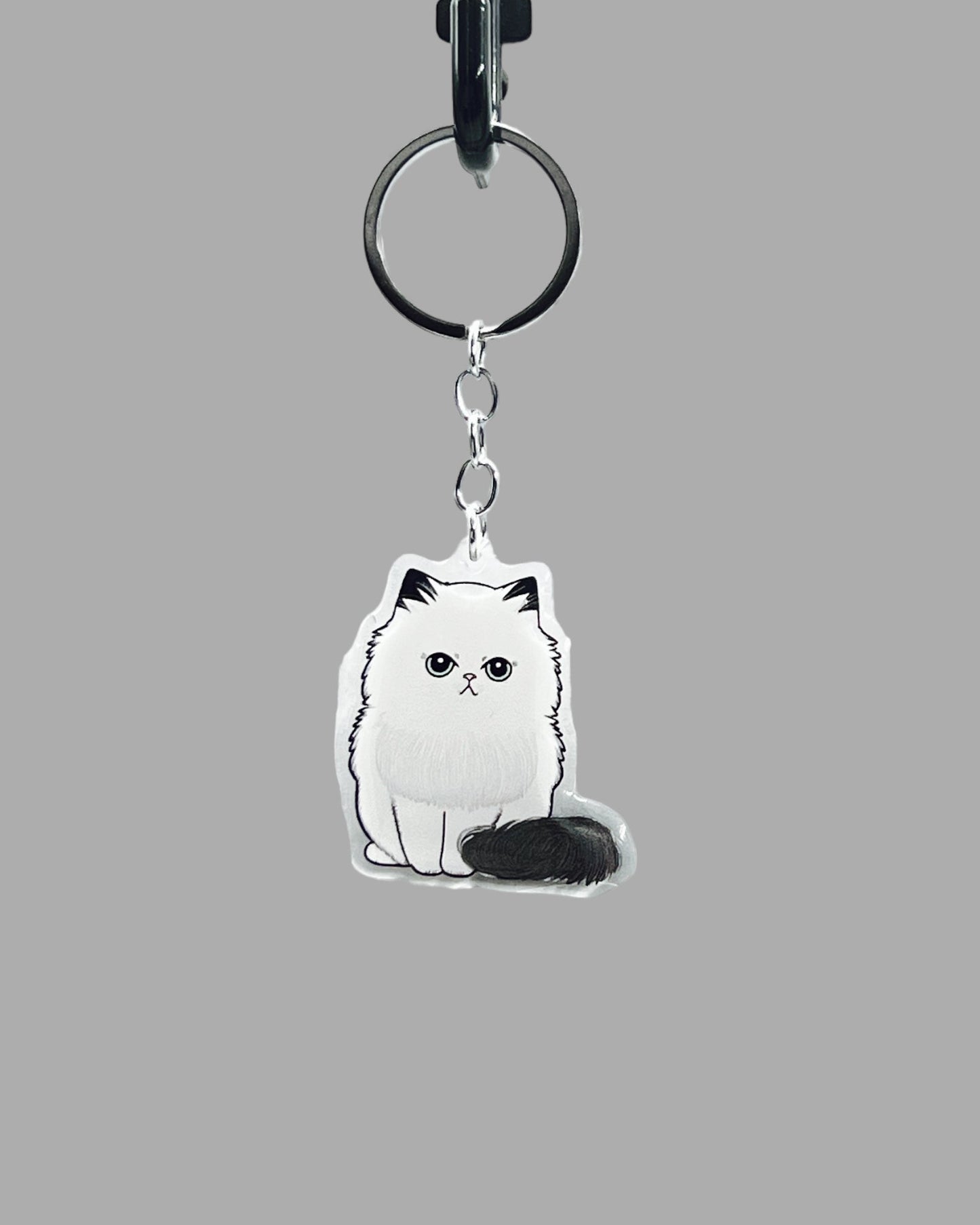 Persian Cat Acrylic Keychain, Cute kawaii memorial ornament, pet portrait charm, backpack fob, dad car décor, stocking stuffer, birthday gift