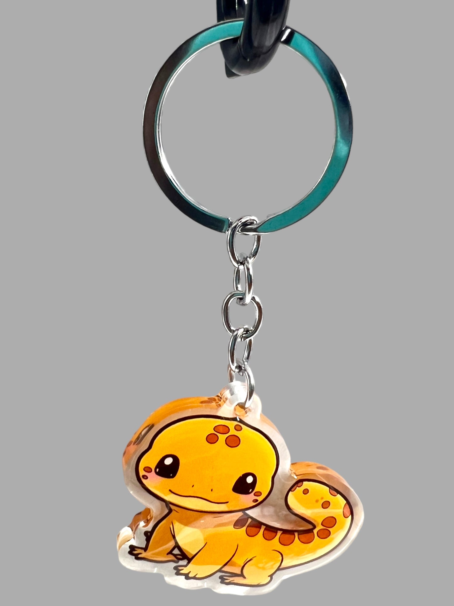 Leopard Geco Acrylic Keychain, Wildlife Cute kawaii memorial ornament, pet portrait charm gift  backpack fob, dad car décor, first day of school gift