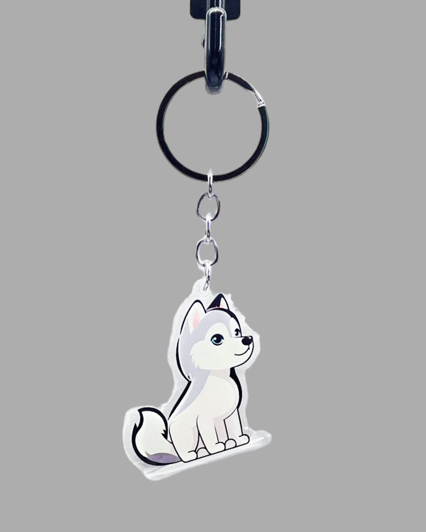 Husky Dog Acrylic Keychain, Cute kawaii memorial ornament, pet portrait charm gift, backpack fob, dad car décor, dog mom gift