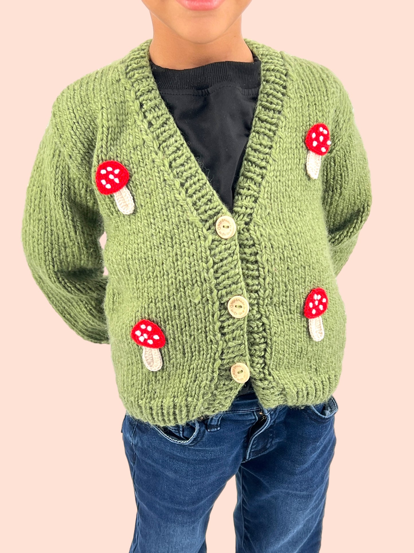 Mushroom green Kids Cardigan Sweater